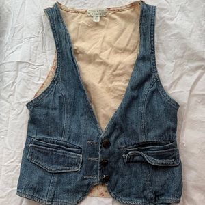 Kimchi Blue Denim and Floral Vest Size S